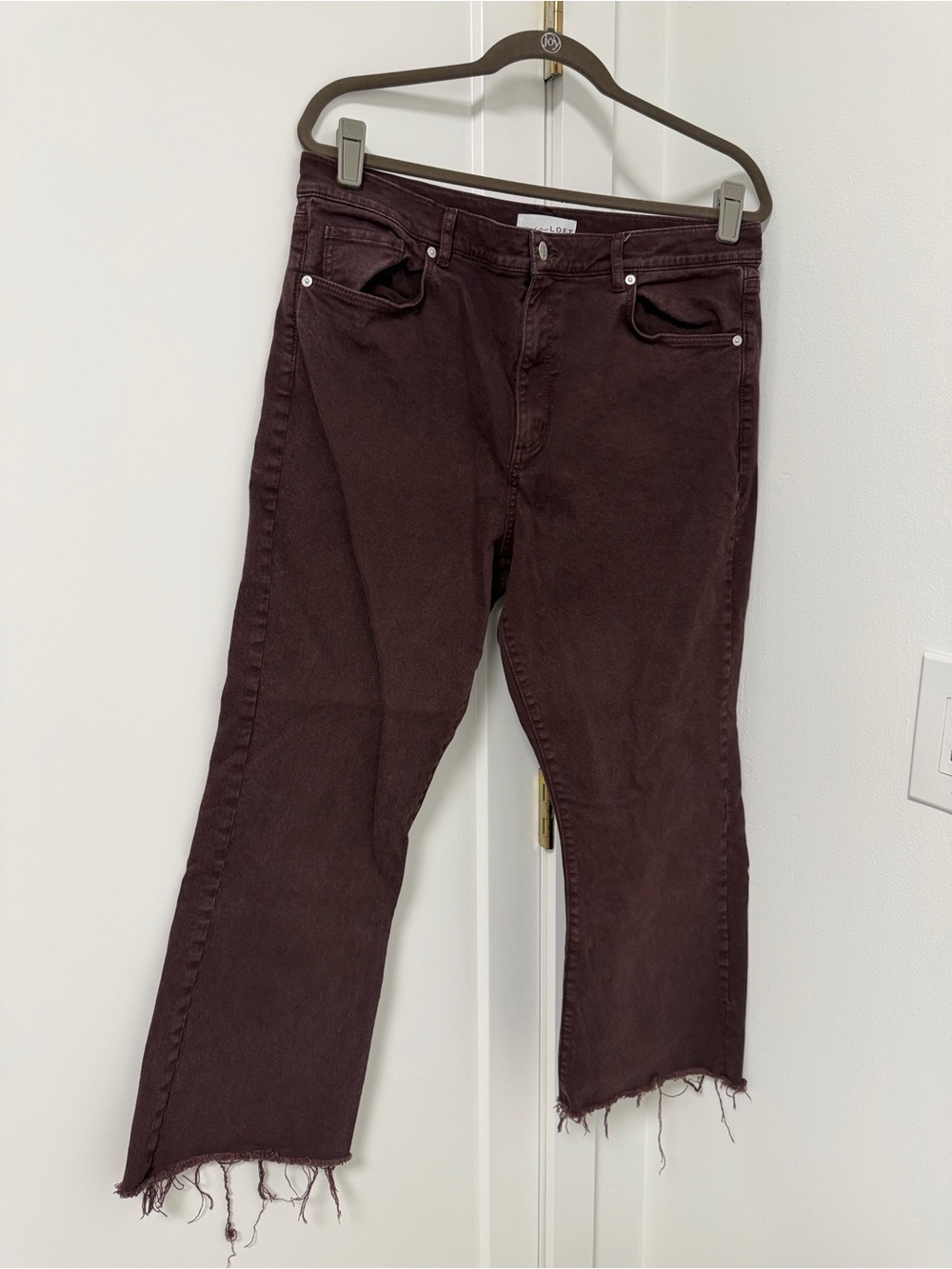 Loft the Frayed Hem Cropped Jeans - Deep Wine